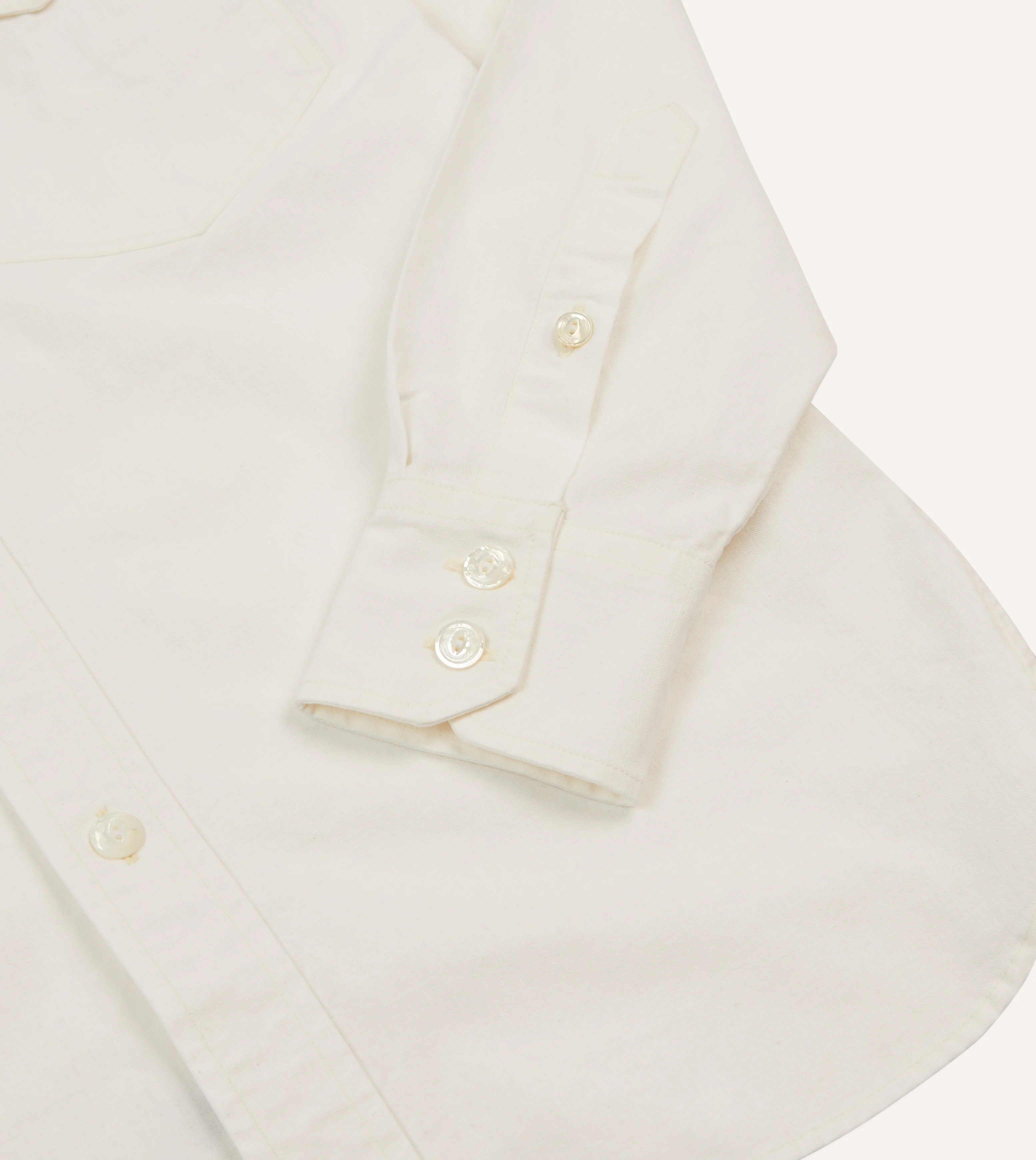 White Cotton Two-Pocket Work Shirt - Image 5