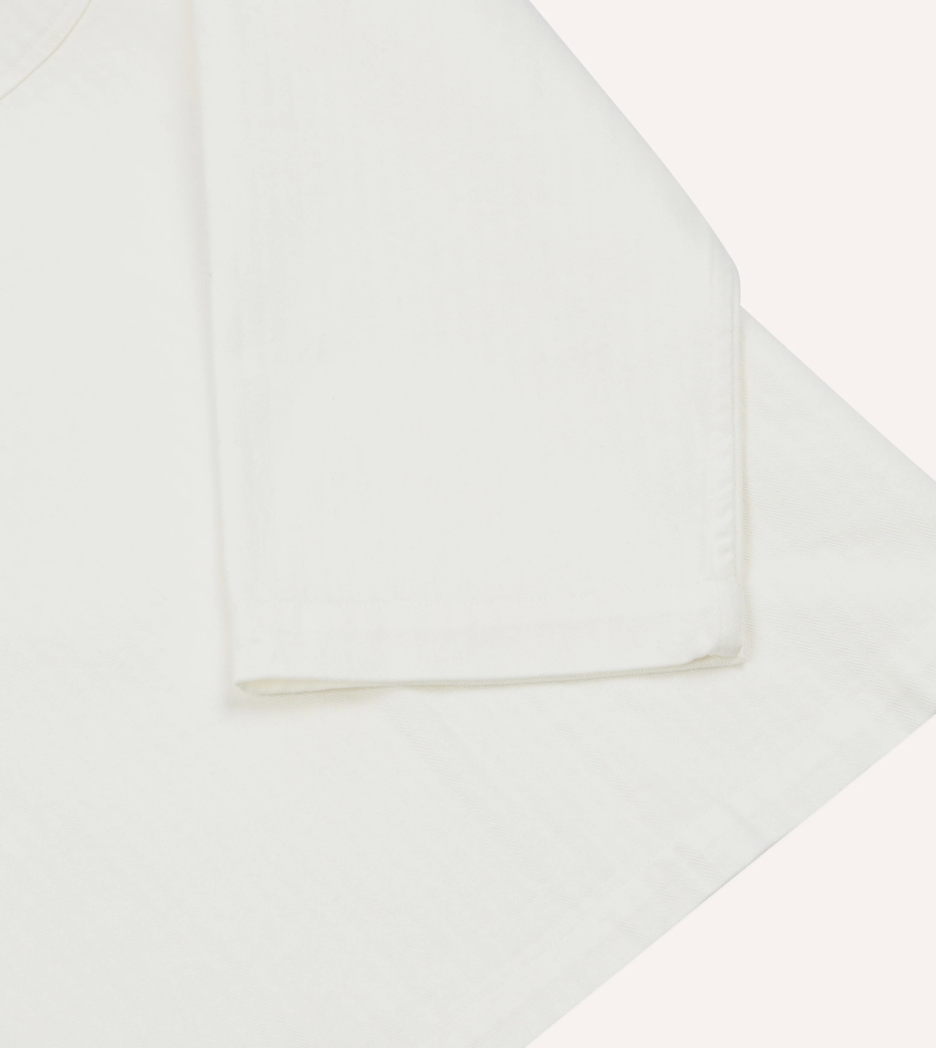 White Herringbone Cotton Mandarin Collar Popover Shirt - Image 4