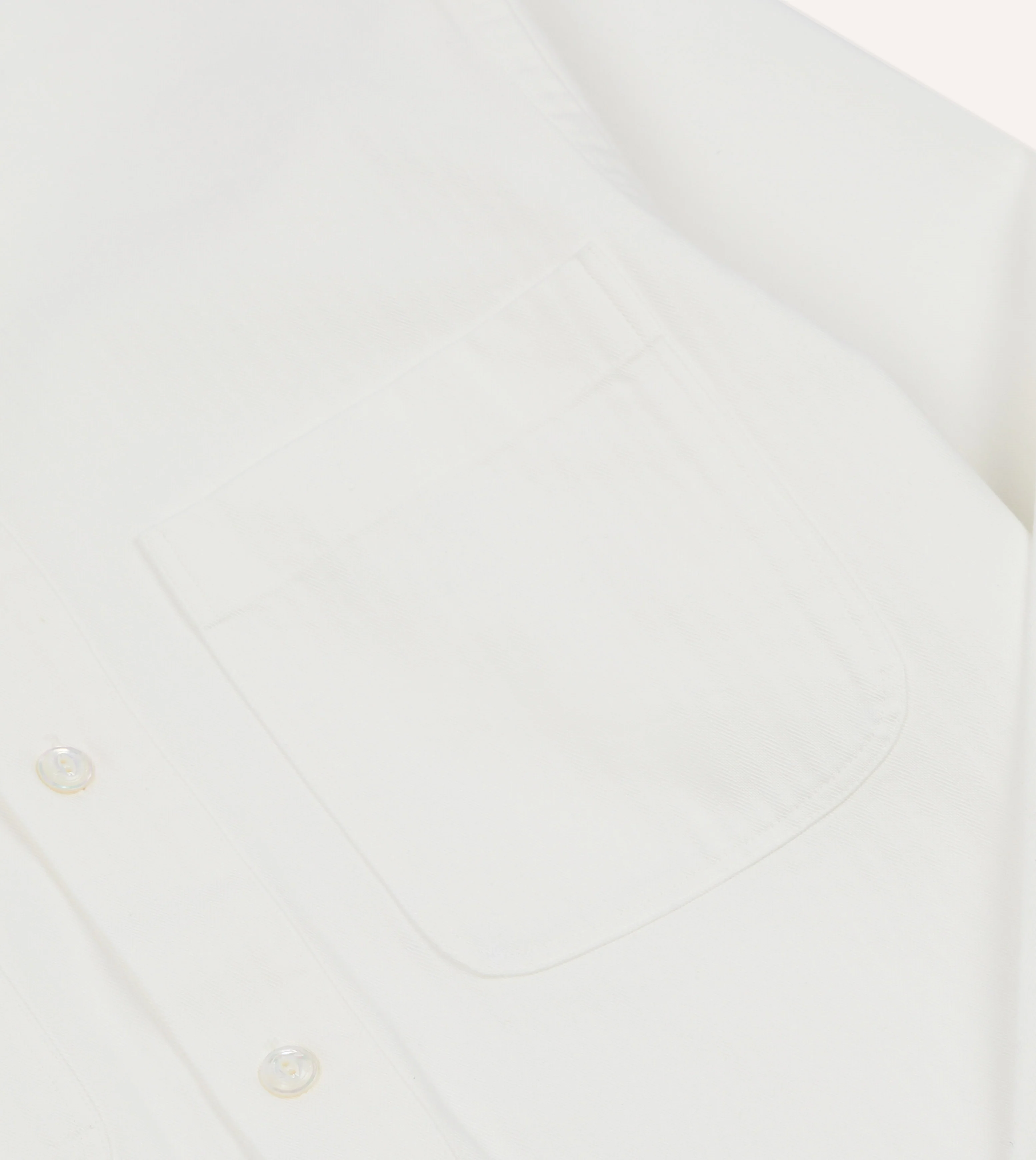 White Herringbone Cotton Mandarin Collar Popover Shirt - Image 5
