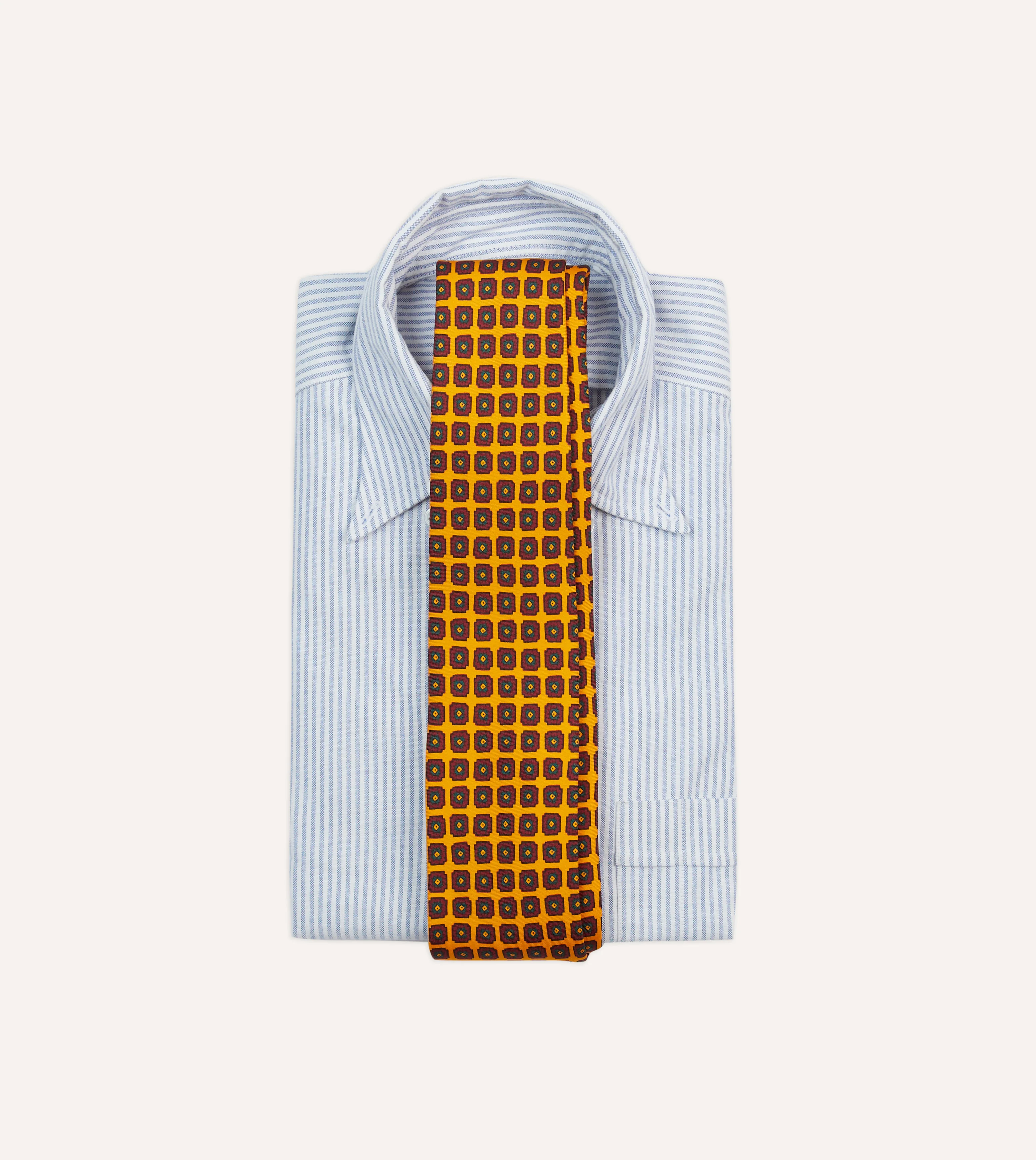Yellow Geometric Flower Print Silk Self-Tipped Tie - Image 2