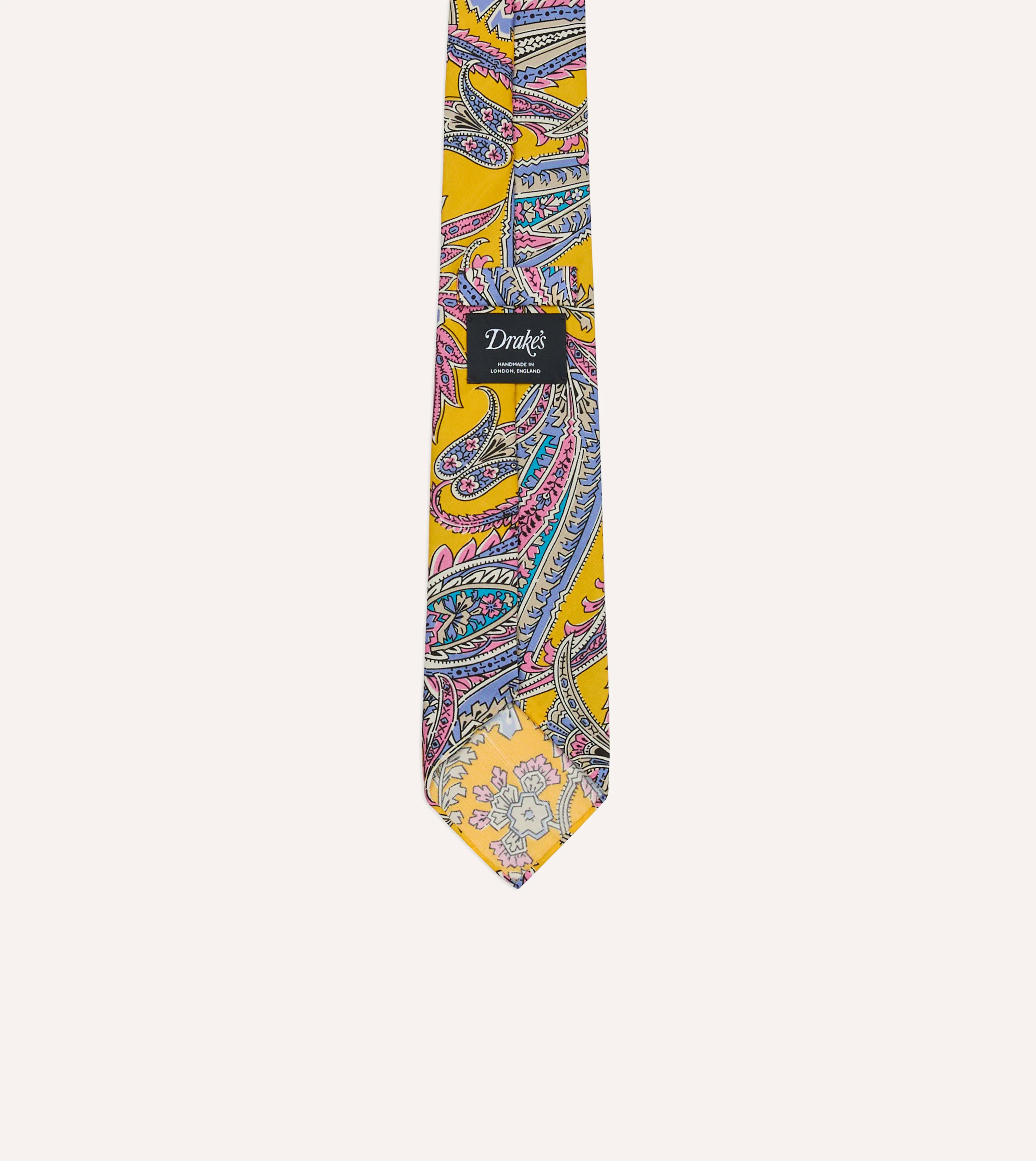 Yellow Nouveau Leaves Shantung Silk Hand-Rolled Tie - Image 4