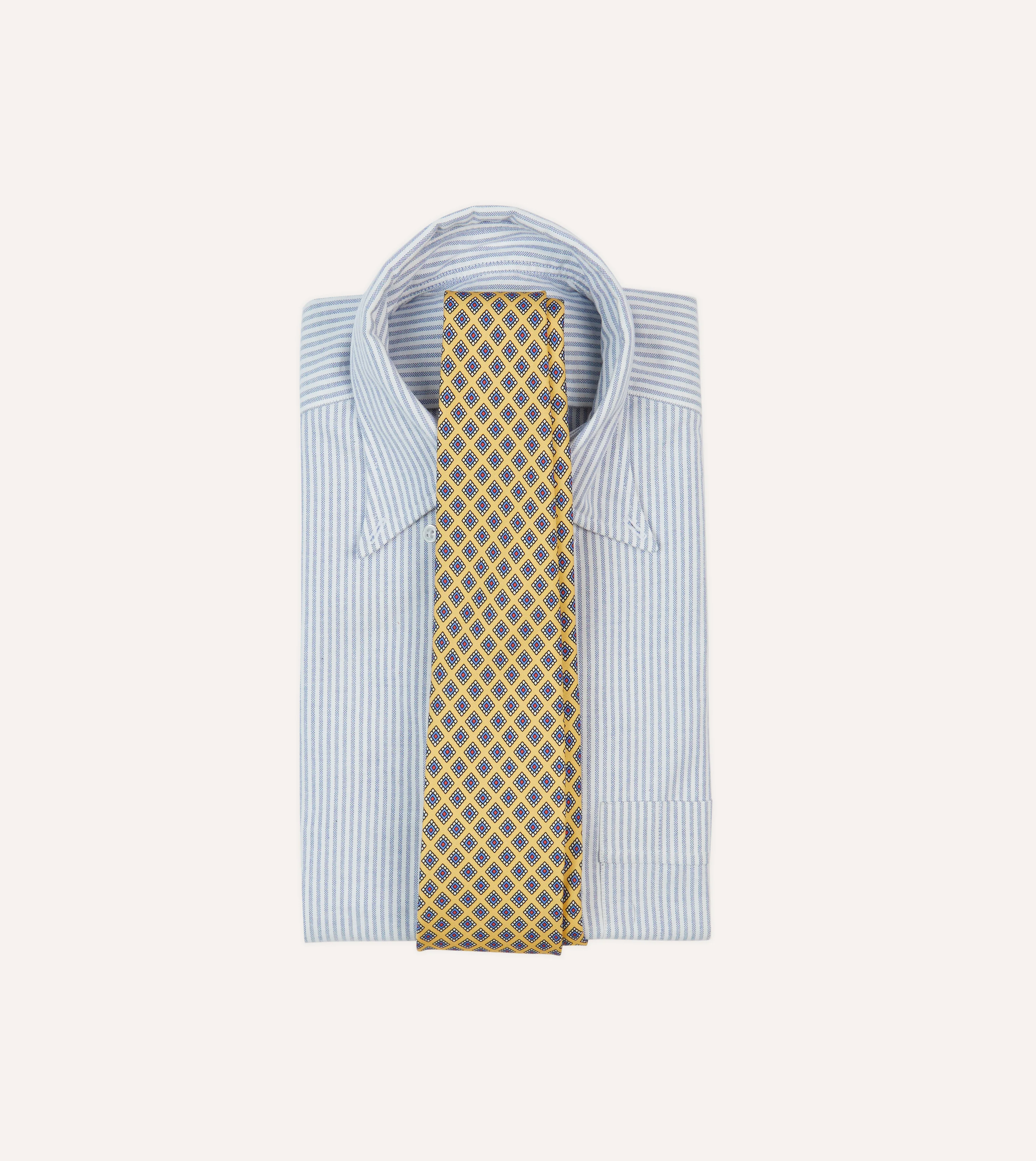 Yellow Square Medallion Self-Tipped Silk Tie - Image 2